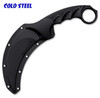 COLD STEEL 49KST STEEL TIGER FIXED BLADE KNIFE. 4.75" AUS-8A PLAIN EDGE BLADE. BLACK GRIV-EX W/KRAY-EX OVERMOLD HANDLE. SECURE-EX® SHEATH. SHOWN IN SHEATH. CUTLERY SHOPPE