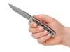 BOKER PLUS 01BO739DAM URBAN TRAPPER FLIPPER. 3.4" DAMASTEEL BLADE. TITANIUM FRAME LOCK HANDLE. SHOWN IN HAND. CUTLERY SHOPPE