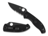 Spyderco C122PSBBK Tenacious Lightweight - 3.39" Black Finish Combo Edge 8Cr13MoV Blade - Black FRN Handle