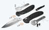 Benchmade 551-S30V AXIS Griptilian - 3.45" Drop Point Satin Finish Plain Edge CPM-S30V Blade - Black GFN Handle