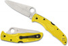 Spyderco C91PYL2 Pacific Salt 2 - 3.78" Satin Finish Plain Edge H-1 Blade - Yellow FRN Handle