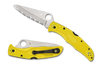 Spyderco C91SYL2 Pacific Salt 8 - 3.78" Satin Finish Serrated Edge H-1 Blade - Yellow FRN Handle