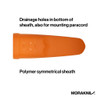 MORAKNIV M-13501 BURNT ORANGE ELDRIS. 2.3" SCANDI GRIND SANDVIK 12C27 STAINLESS STEEL BLADE. ORANGE POLYMER SHEATH. SHEATH DETAIL. CUTLERY SHOPPE