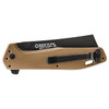 GERBER 30-001836 FASTBALL FLIPPER. 3.0" PLAIN EDGE CPM-20CV CLEAVER BLADE. COYOTE BROWN ANODIZED ALUMINUM HANDLE. REVERSE SHOWN. CUTLERY SHOPPE