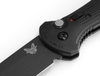 BENCHMADE 9070BK CLAYMORE AUTOMATIC. 3.6" PLAIN EDGE COBALT BLACK FINISH CPM-D2 BLADE. BLACK GRIVORY HANDLE. BUTTON DETAIL. CUTLERY SHOPPE