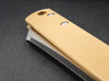 BOKER PLUS 01BO369 ZENSHIN 42 BRASS SLIPJOINT FOLDER. 2.95" 440C REVERSE TANTO BLADE. STONEWASH FINISH BRASS HANDLE. HANDLE DETAIL. CUTLERY SHOPPE
