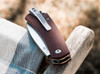 BOKER PLUS 01BO618 BOSTON SLIPJOINT FLIPPER. 2.8" PLAIN EDGE D2 BLADE. BURGUNDY RED G-10 HANDLE. CLOSED BEAUTY SHOT. CUTLERY SHOPPE