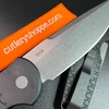 PRO-TECH TR-3 X1 SW TACTICAL RESPONSE 3 AUTOMATIC. 3.5" STONEWASH FINISH 154CM BLADE. BLACK ANODIZED 6061-T6 ALUMINUM HANDLE. BLADE REVERSE SHOWN. CUTLERY SHOPPE