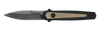 KERSHAW 7950 LAUNCH 15 AUTOMATIC FOLDER. 3.5" BLACKWASH FINISH CPM MAGNACUT BLADE. BLACK ANODIZED 6061-T6 ALUMINUM HANDLE W/ CANVAS MICARTA INSERTS. SHOWN OPEN. CUTLERY SHOPPE
