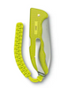 VICTORINOX SWISS ARMY HUNTER PRO 2023 ELECTRIC YELLOW ALOX LIMITED EDITION 0.9415.L23. CLIP & PANEL SIDE SHOWN CLOSED. CUTLERY SHOPPE