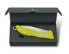 VICTORINOX SWISS ARMY HUNTER PRO 2023 ELECTRIC YELLOW ALOX LIMITED EDITION 0.9415.L23. GIFT/STORAGE BOX SHOWN OPEN. CUTLERY SHOPPE