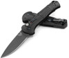 BENCHMADE 9570BK MINI CLAYMORE AUTOMATIC. 3.0" PLAIN EDGE COBALT BLACK FINISH CPM-D2 BLADE. BLACK GRIVORY HANDLE. CUTLERY SHOPPE