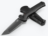 Benchmade 9071BK Claymore AUTOMATIC - 3.6" Plain Edge Cobalt Black Finish CPM-D2 Tanto Blade - Black Grivory Handle