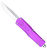 CobraTec Knives Small FS-X Dual-Action OTF Automatic - 2.75" Plain Edge Drop Point D2 Blade - Purple Anodized 6061-T6 Aluminum Handle SPURFS-XSDNS