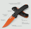 Benchmade 15535OR-01 Taggedout - 3.5" Clip Point CPM-MagnaCut Blade - Carbon Fiber Handle