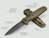 Benchmade 4300BK-02 CLA AUTOMATIC - 3.4" DLC Battlewash Finish CPM Magnacut Blade - OD Green G-10 Handle