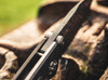 BOKER SOLINGEN 110662DAM M4 SHERMAN DAMAST. 3.03" PLAIN EDGE DAMASCUS BLADE. MICARTA SCALE W/TITANIUM FRAME LOCK HANDLE. THUMBSTUD DETAIL. CUTLERY SHOPPE