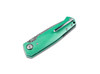 Boker Solingen 111102DAM 1969 Mach-1 Damast - 3.23" Damascus Blade - Silver Jade Anodized Aluminum Liner Lock Handle