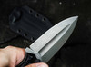 Boker Plus 02BO118 W1 Fixed Blade - 3.74" Stonewash Finish Double Edge Leaf Shape VG-10 Blade - Contoured Black G-10 Scales - Black Kydex Sheath