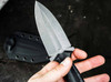 Boker Plus 02BO118 W1 Fixed Blade - 3.74" Stonewash Finish Double Edge Leaf Shape VG-10 Blade - Contoured Black G-10 Scales - Black Kydex Sheath