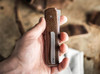 Boker Plus 01BO907 Sanjo Front Flipper - 3.39" Stonewash Finish VG-10 Tanto Blade - Brown Burlap Micarta Scales