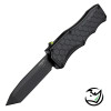 Hogue 34047 Exploit OTF Automatic - 3.5" Black PVD Finish CPM-S30V Tanto Point Blade - Matte Black Finish 6061-T6 Aluminum Handle w/Glow Rhino H3 Tritium Infused Trigger