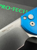 Pro-Tech MX105-BLUE GRIDLOCK Mordax Flipper - 3.75" Stonewash Finish CPM-MagnaCut Blade - Blue Anodized Gridlock Texture 6061-T6 Aluminum Handle