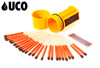 UCO STORMPROOF MATCH KIT. 25 WIND & WATERPROOF MATCHES IN YELLOW WATERPROOF CONTAINER. STAYS LIT FOR 15 SECONDS EVEN AFTER BEING SUBMERGED IN WATER. MT-SM-CONT-YL. CUTLERY SHOPPE