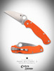 ** SOLD OUT ** Spyderco Para Military 2 - 3.45" CPM-REX 121 Satin Finish Wharncliffe Blade - HEX Pattern Orange G-10 Scales - CUTLERY SHOPPE EXCLUSIVE - C81GPWCORRX1212