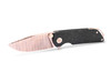 BOKER SOLINGEN 110118DAM M4 SHERMAN DAMAST ROSE GOLD. 3.03" PLAIN EDGE DAMASCUS BLADE. CARBON FIBER SCALE W/TITANIUM FRAME LOCK HANDLE. CUTLERY SHOPPE