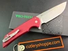Pro-Tech Mordax Flipper - 3.75" Stonewash CPM-20CV Drop Point Blade - Red Anodized 6061-T6 Aluminum Handle - MX101-RED 20CV