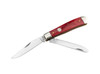 Boker Treebrand Trapper Smooth Red - D2 Tool Steel Blades - Nickel Silver Bolsters w/Smooth Red Bone Scales - 110830