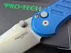 Pro-Tech AVALON Thumb Stud Manual Folder - 3.9" Stonewash Finish MagnaCut Blade - Battleworn Knurled Blue Anodized Aluminum Handle - Peace Neighbor Designed - PN1101-BW-BLUE