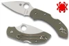 SPYDERCO C28GPFG DRAGONFLY. 2.25" VG-10 PLAIN EDGE FLAT GROUND BLADE. FOLIAGE GREEN G-10 HANDLE. CUTLERY SHOPPE