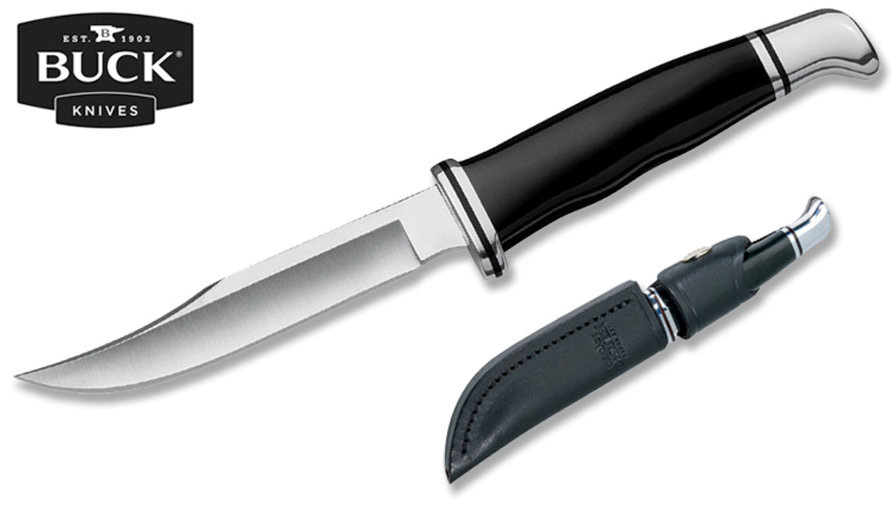 Centrum Oost Timor Onzorgvuldigheid Buck Knives 0102BKS Woodsman® - 4.0" Plain Edge 420HC Blade - Black  Phenolic Handle - Black Leather Sheath
