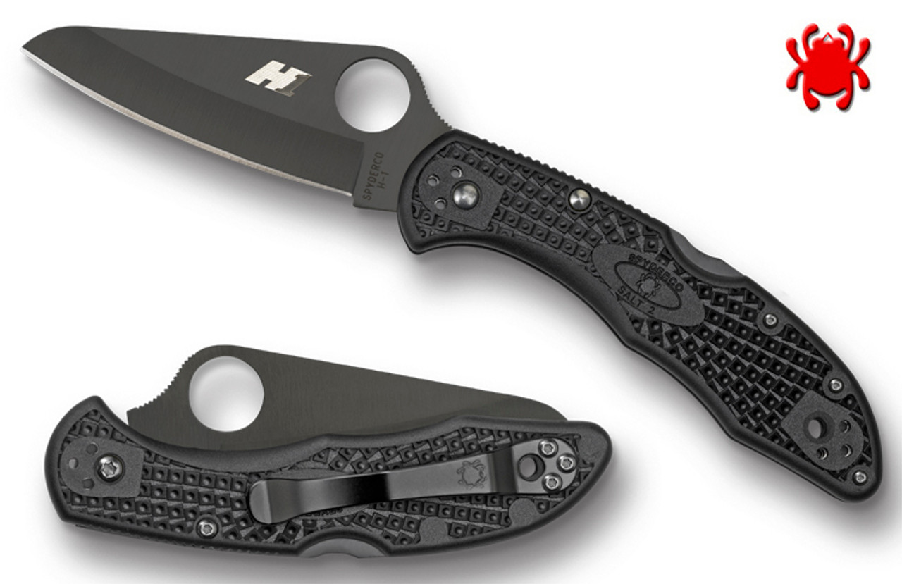 Spyderco C88PBBK2 Salt 2 – 3.0” Black TiCN Finish Plain Edge