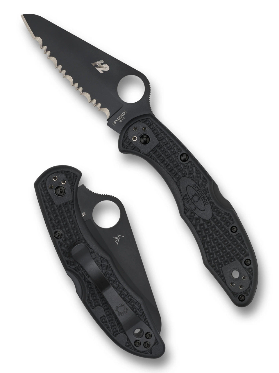 Spyderco C88SBBK2 Salt 2 – 3.0” Black TiCN Finish Serrated Edge H
