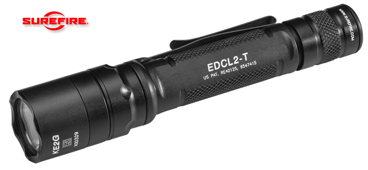 SureFire EDCL2-T LED Flashlight - 2 123A Lithium Batteries - TIR Lens -  Aluminum Body - Dual Output 5/1,200 Lumens