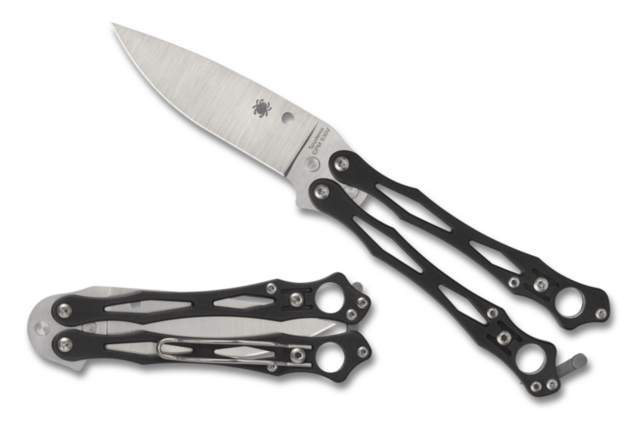 Spyderco B02gp2 Smallfly 2 Balisong Butterfly Folder 3 34 Plain Edge Cpm S30v Blade Black G 10 W Ss Liners