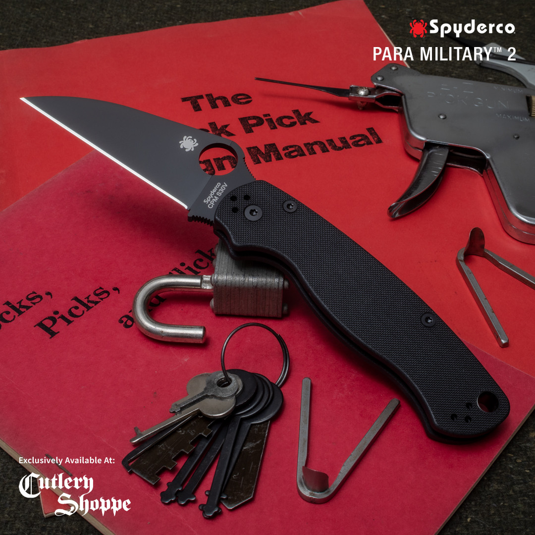 Spyderco C81GPWCBK2 Para Military 2 3.44" CPMS30V Black DLC Finish