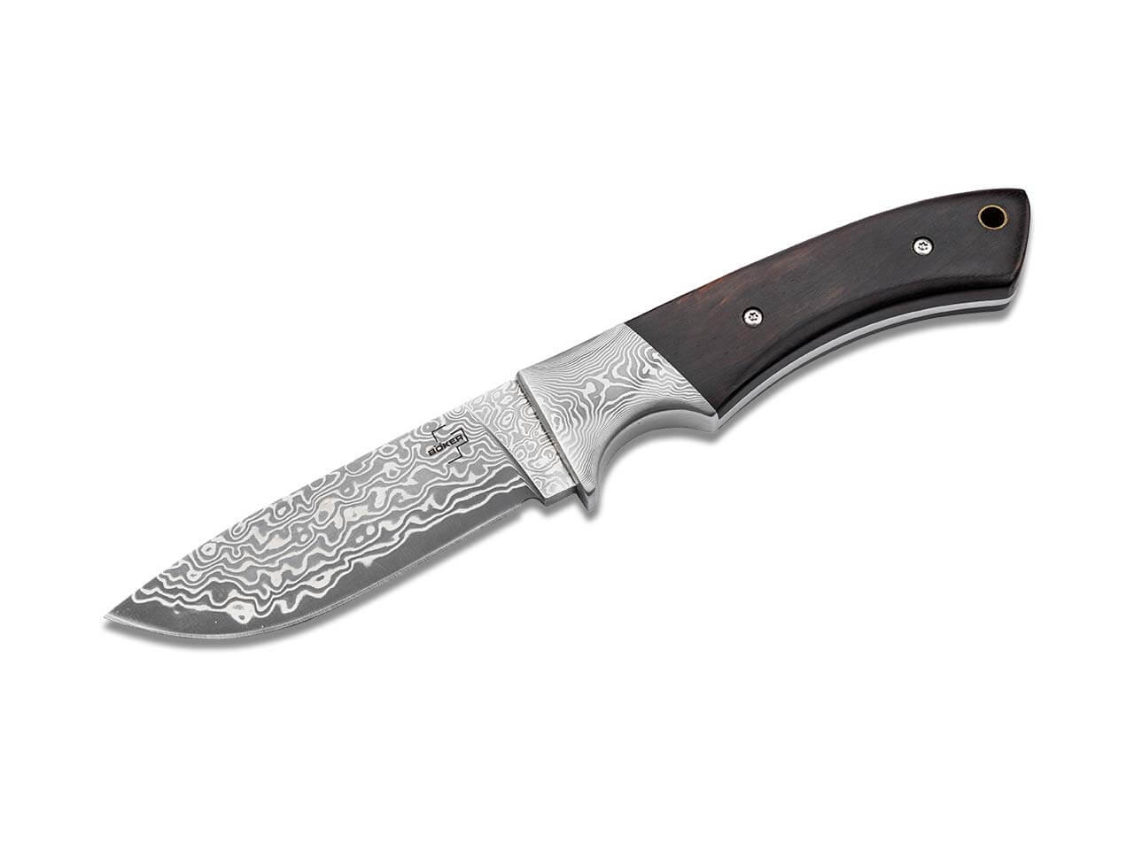 Boker Plus M-One Damast Fixed Knife Ebony Wood, Damascus Blade