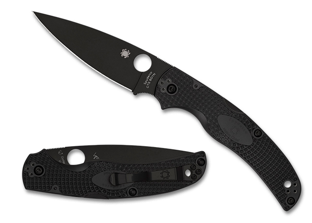 Spyderco Native Chief Lightweight Folding Knife 4.02 CTS-BD1N Satin Combo  Blade, Black FRN Handles - KnifeCenter - C244PSBK