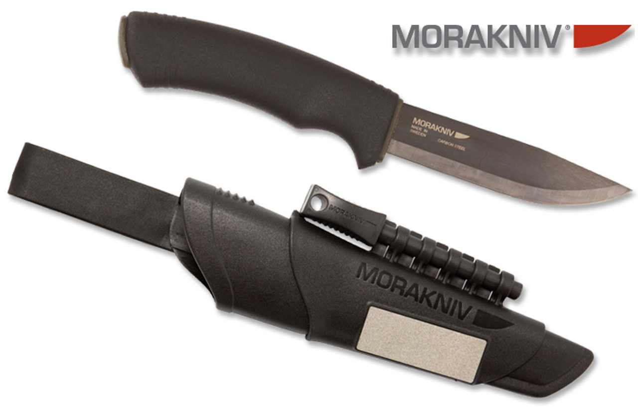 Morakniv 11742 Bushcraft Survival - 4.3 Black Finish UHB-20C High Carbon  Steel Blade - Polymer Belt Sheath w/Firestarter & Diamond Sharpener