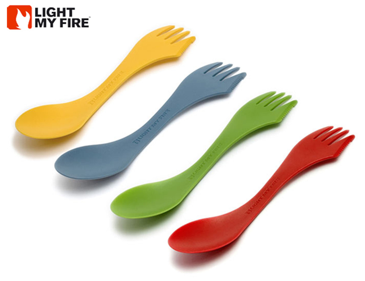 Light Fire 4 Pack - 6.75" Spork in Red, Yellow, and Blue - CSI