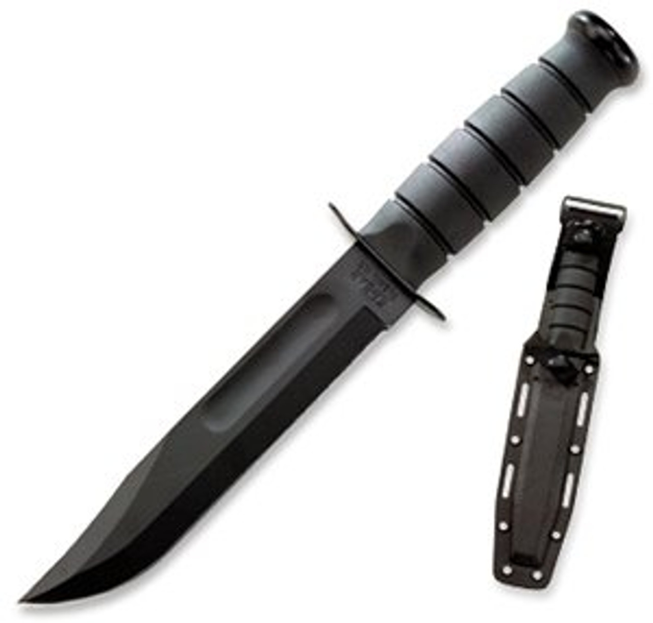 Ka Bar Knives 1213 Black Fighting Utility Knife 7 0 1095 Cro Van Plain Edge Blade Plastic Sheath