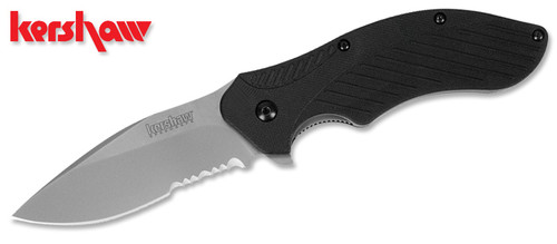KERSHAW 1605ST CLASH SPEEDSAFE ASSISTED FLIPPER. 3.1" COMBO EDGE 8Cr13MoV BLADE. BLACK GFN HANDLE. CUTLERY SHOPPE