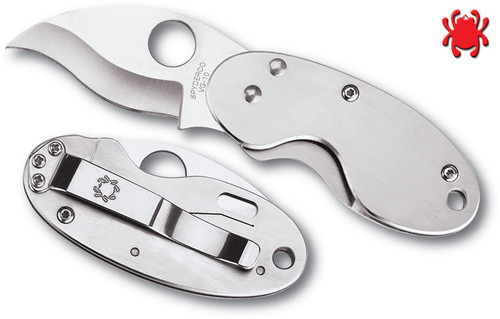 SPYDERCO C29P CRICKET SS. 1.88" VG-10 PLAIN EDGE BLADE. STAINLESS STEEL HANDLE. CUTLERY SHOPPE