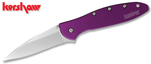 KERSHAW 1660PUR KEN ONION DESIGN LEEK SPEEDSAFE ASSISTED FLIPPER. 3.0" PLAIN EDGE 14C28N SANDVIK BLADE. PURPLE ANODIZED 6061-T6 ALUMINUM HANDLE. CUTLERY SHOPPE