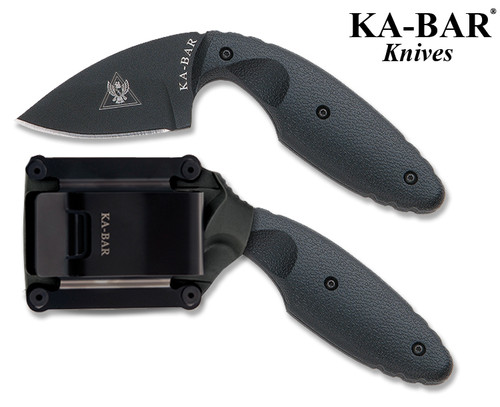 KA-BAR 1480 TDI LAW ENFORCEMENT KNIFE 02-1480. 2.3" PLAIN EDGE AUS-8A BLADE. MOLDED BELT SHEATH W/CLIP. CUTLERY SHOPPE 