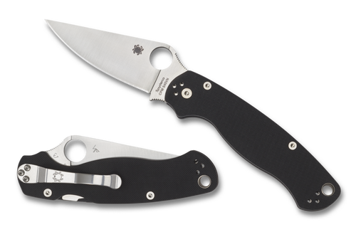 SPYDERCO C81GP2 PARA MILITARY 2. 3.44" CPM-S45VN SATIN FINISH PLAIN EDGE BLADE. BLACK G-10 HANDLE. CUTLERY SHOPPE
